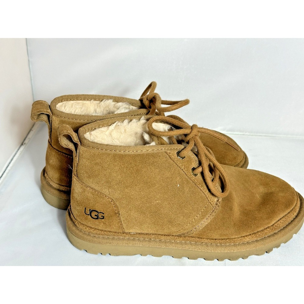 UGG Women's 7 Neumel Chukka Boot Chestnut Suede Ankle Boot Lined Lace Up 1094269